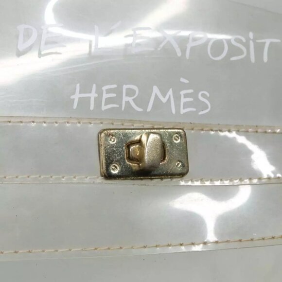 HERMES Vinyl Kelly Hand Bag Vinyl Clear Auth - Picture 8 of 16